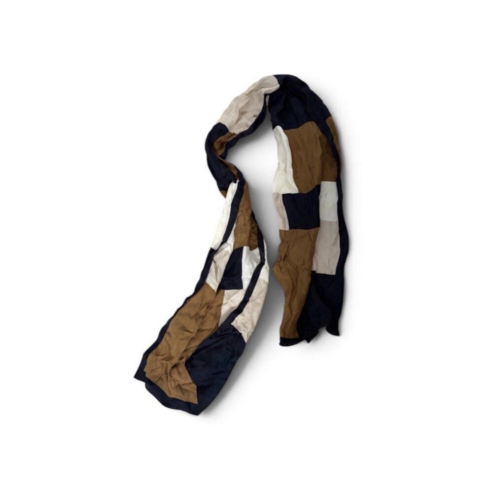 Vintage Silk Scarf Color Block Geometric Pocket Square Scarf